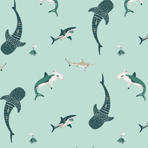 Kyte Baby // Sage Shark Bamboo Footie with Foldover Mitten Cuffs - Picture 7 of 7